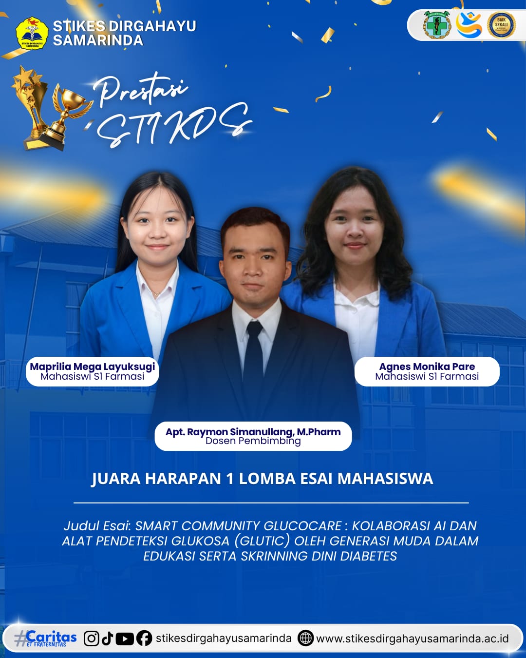 Mahasiswi S1 Farmasi STIKES Dirgahayu Samarinda Raih Juara Harapan 1 Lomba Esai Mahasiswa